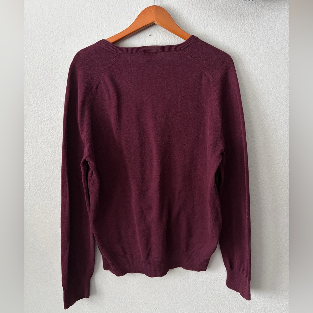 J. Crew Cashmere Cotton Blend V-Neck Sweater in Maroon Men’s Medium - Picture 6 of 10